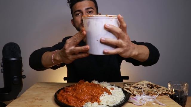 INDIAN Butter Chicken & Butter Naan With Jeera Rice | MUKBANG смотреть онлайн