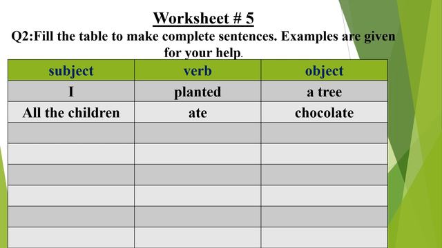 Video 2 - (Subject, Verb & Object - Worksheets) смотреть онлайн