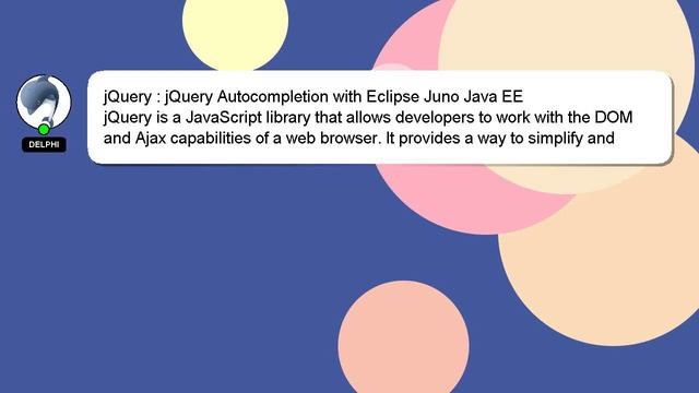 jQuery : jQuery Autocompletion with Eclipse Juno Java EE смотреть онлайн