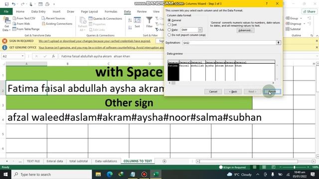 HOW TO CONVERT DATA TEXT TO COLUMNS IN MICROSOFT EXCEL 2016