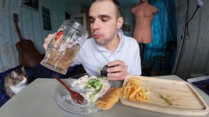 МУКБАНГ СУШИ - ПИЦЦА / ХОТ - ДОГ / БЛИНЫ С ВЕТЧИНОЙ И СЫРОМ / САЛАТ/ ОБЖОР/ EATING Mukbang ASMR АСМР