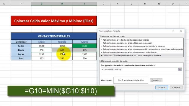 Tutorial Excel (Cap. 101) Color en Valor Máximo y Mínimo en fila смотреть онлайн