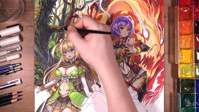 에픽 세븐 Epic Seven - colored pencil drawing | drawholic смотреть онлайн