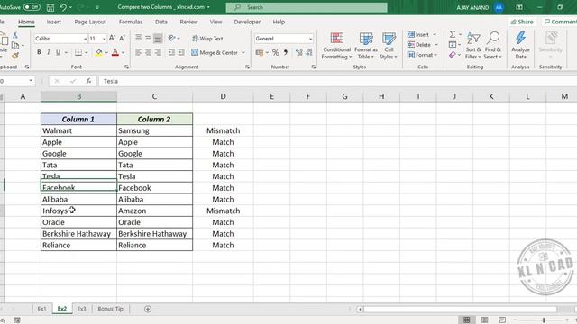 Compare data in different columns in Excel - Malayalam Tutorial смотреть онлайн