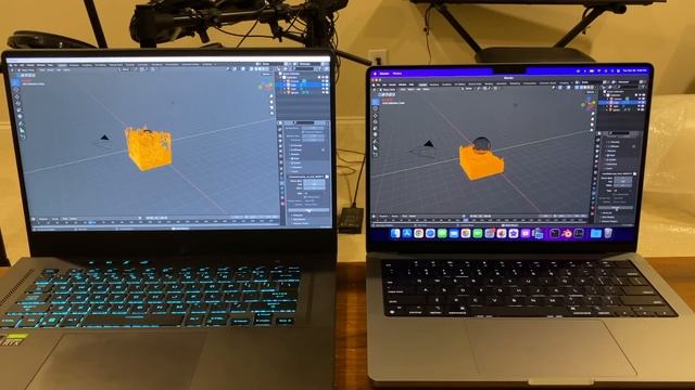 M1Pro Vs Ryzen9 5900HS Моделирование в Blender-Воспроизведение в окне просмотра-Обработка процессор
