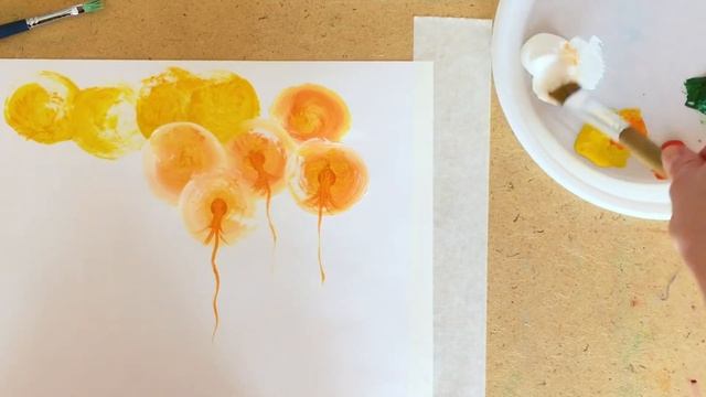 Подготовительные упражнения для картины «Одуванчики». Гуашь. смотреть онлайн