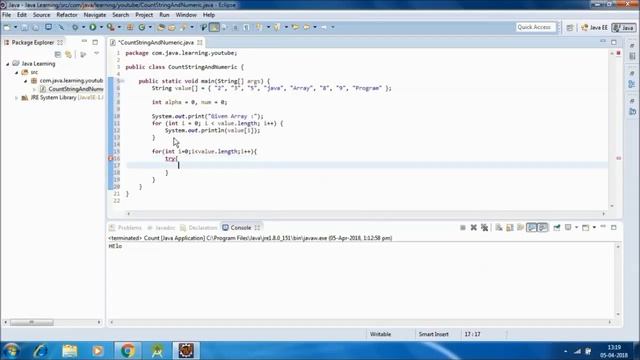 Java Array Program to count String and number смотреть онлайн