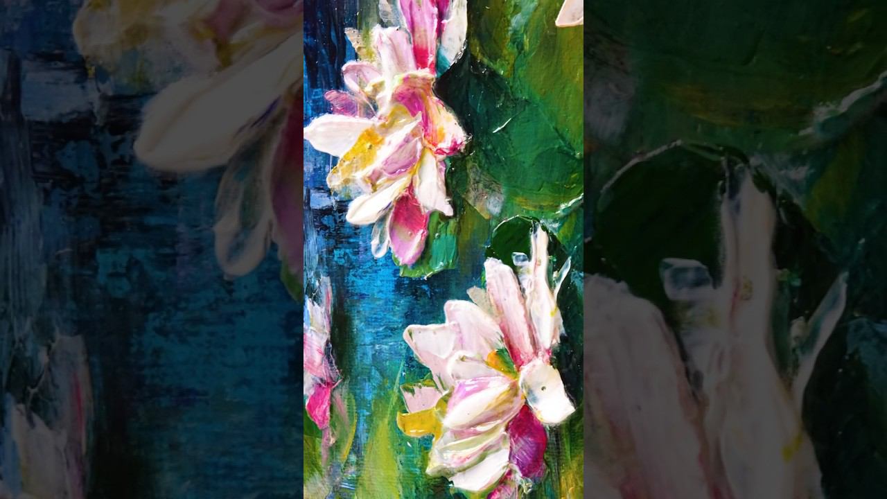 Пастозная техника акрилом. Рисуем кувшинки Акрил-Артом #акрил #painting #живопись смотреть онлайн