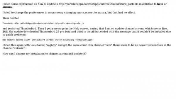 Can I change the update channel in Portable Thunderbird?