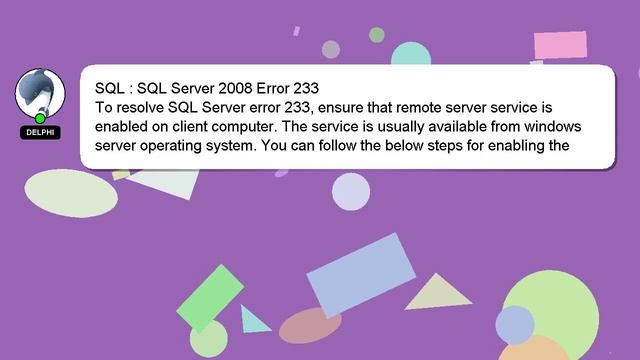 SQL : SQL Server 2008 Error 233 смотреть онлайн
