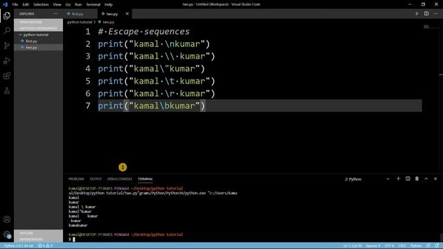 Python Tutorial | escape sequence in python| python for beginners (with notes)| Eduotech | #5 смотреть онлайн