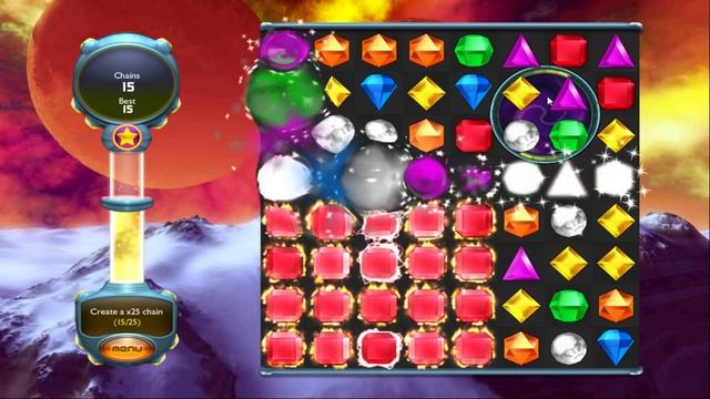 Bejeweled Twist: 3x5 rectangle of Red Flame Gems in Challenge Mode смотреть онлайн