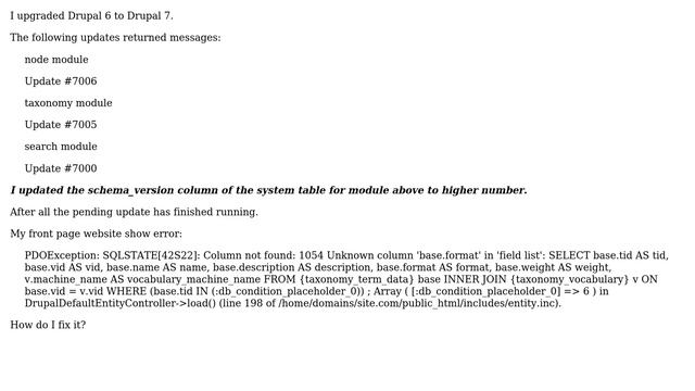 Drupal: How to fix the PDOException shown after upgrading to Drupal 7? смотреть онлайн
