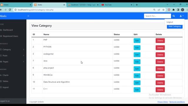 Navbar Setup with Username & Logout Admin Panel in php& MySQL part-28 смотреть онлайн