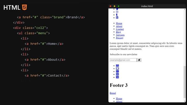 Build 5 Responsive Footers with HTML & CSS смотреть онлайн