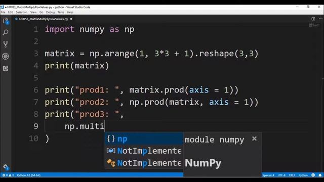 numpy matrix multiply row values смотреть онлайн