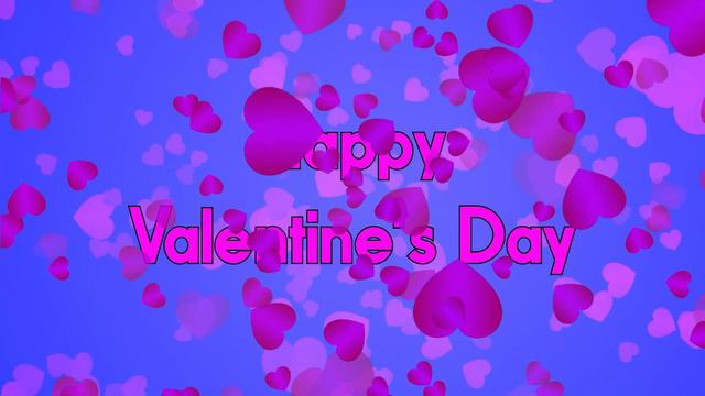4K Happy Valentine's Day in pink, with pink and red animated hearts on blue background смотреть онлайн