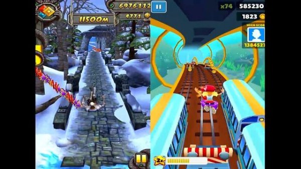 Temple Run 2 Frozen Shadows VS Subway Surfers Miami Android iPad iOS Gameplay HD