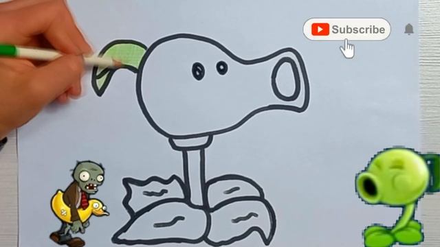 How to Draw Plants vs Zombies | Peashooter | Как рисовать Растения против зомби | Bolalar uchun ras смотреть онлайн