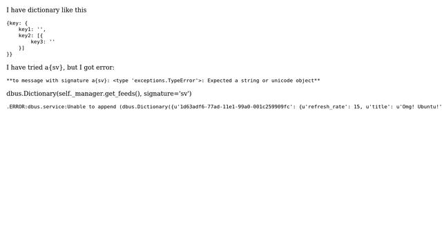 Ubuntu: DBus nested dictionary in python смотреть онлайн