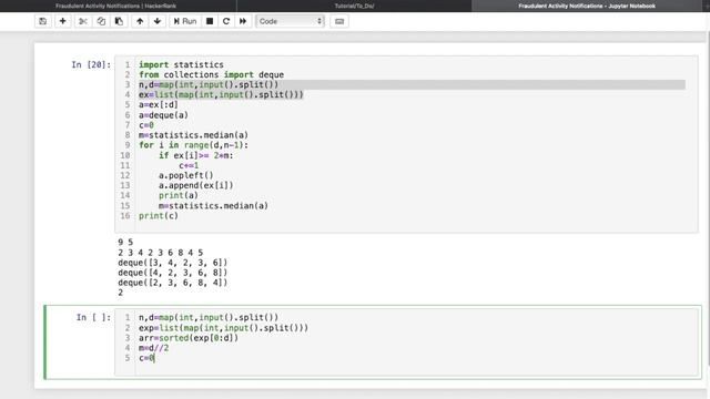 Fraudulent Activity Notifications | HackerRank | Algorithms | Sorting смотреть онлайн