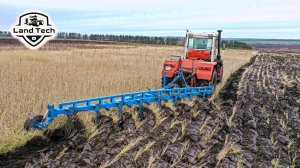 Освоение залежной земли - трактор Кировец К-744Р1 пашет новым российским плугом FINIST ПЛНУ-8-40!