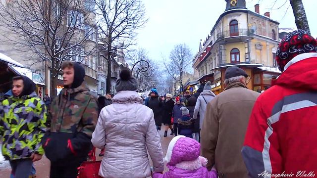 CITY WALKS: Poland Zakopane Krupowka - Прогулка по Круповке Закопане декабрь смотреть онлайн