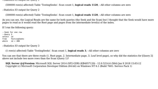 Databases: IO Statistics for Index Seek смотреть онлайн