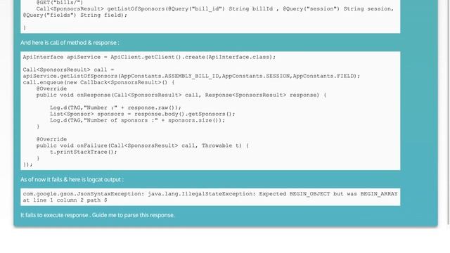 Parse JSON array response using Retrofit & Gson смотреть онлайн