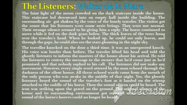 The Listeners Part 2 Summary And Theme Of Poem Composed By Walter De La Mare смотреть онлайн