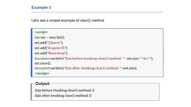 java script set clear ( ) method смотреть онлайн