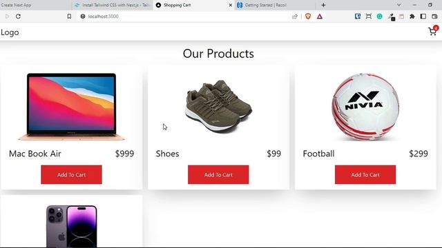 Shopping Cart with Next Js, Stripe Payment, Tailwind CSS & Recoil Js смотреть онлайн