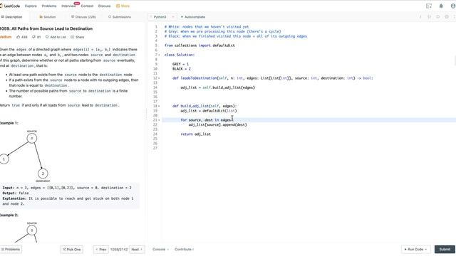 All Paths from Source Lead to Destination｜DFS Python смотреть онлайн