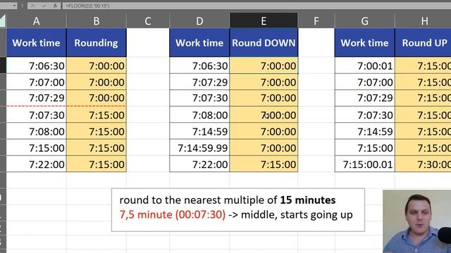 Round time to nearest 15 minutes MROUND, FLOOR or CEILING functions | Excel Tips 52 смотреть онлайн