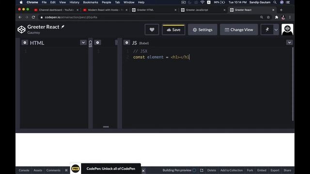 Modern React Tutorials - JSX, React and ReactDOM смотреть онлайн