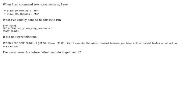 MySQL Replication Error, can't stop slave смотреть онлайн