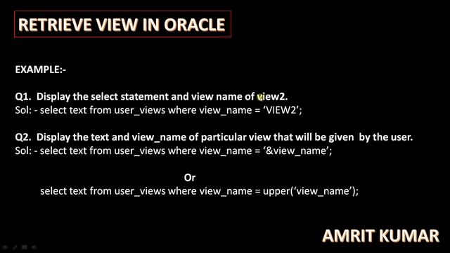 #62 RETRIEVE VIEW IN ORACLE BY MR. AMRIT KUMAR смотреть онлайн