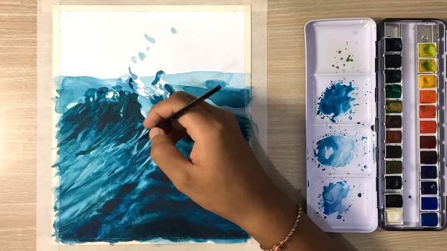Painting Sea Water in Watercolor смотреть онлайн