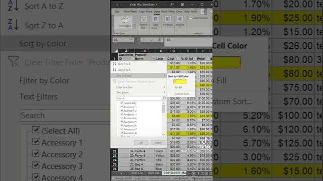 Excel tip shortcut to filter and sort by color смотреть онлайн