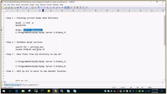 MySQL : How to Change data dir location in mysql on windows смотреть онлайн