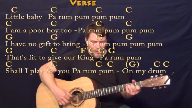 The Little Drummer Boy - Fingerstyle Guitar Cover Lesson in C with Chords/Lyrics смотреть онлайн