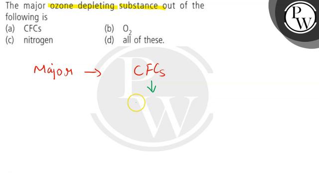 The major ozone depleting substance out of the following is
(a) CFCS
(b) O_2
(c) nitrogen
(d) all.. смотреть онлайн