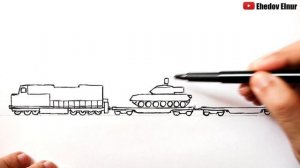 Как нарисовать Военный Поезд
