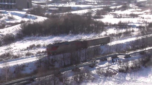 Тепловоз ТЭП70БС с пригородным поездом Ижевск - Воткинск смотреть онлайн