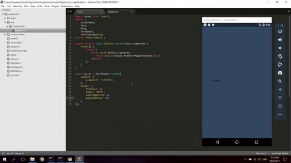 React Native Tutorial - Creating a Registration Screen