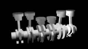 Рядный 6-ти цилиндровый двигатель в плоской анимации