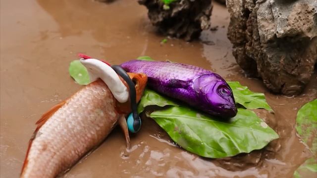 Finding Big Gurame fish, Red Koi Fish, Fruit Fish, Shark Hunt Eel Primitive Video STOP MOTION ASMR смотреть онлайн