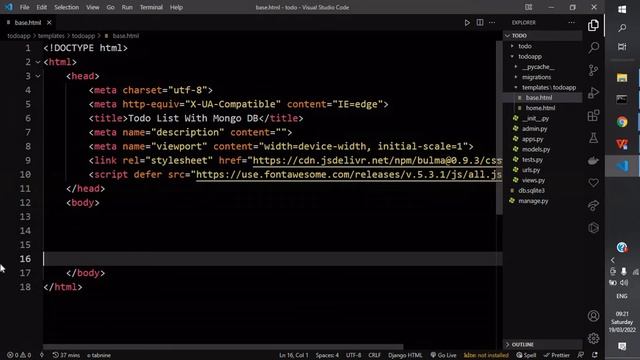 Todo List With Python Django & Mongo DB (CSS & Base Templating | Part-5) смотреть онлайн