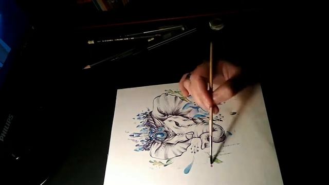 Работа над эскизом татуировки "Слон" // Working on the tattoo design "Elephant" (Timelapse) смотреть онлайн