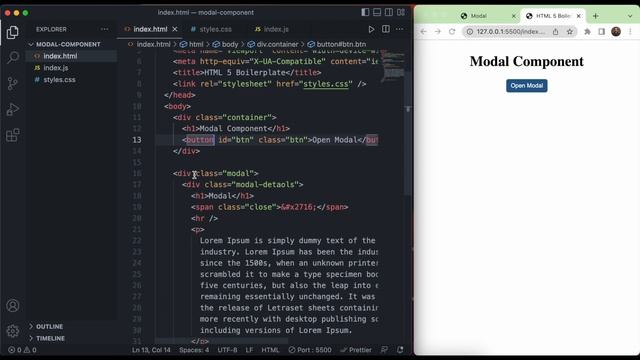 Frontend Machine Coding Interview | Modal Component | HTML | CSS | Javascript смотреть онлайн